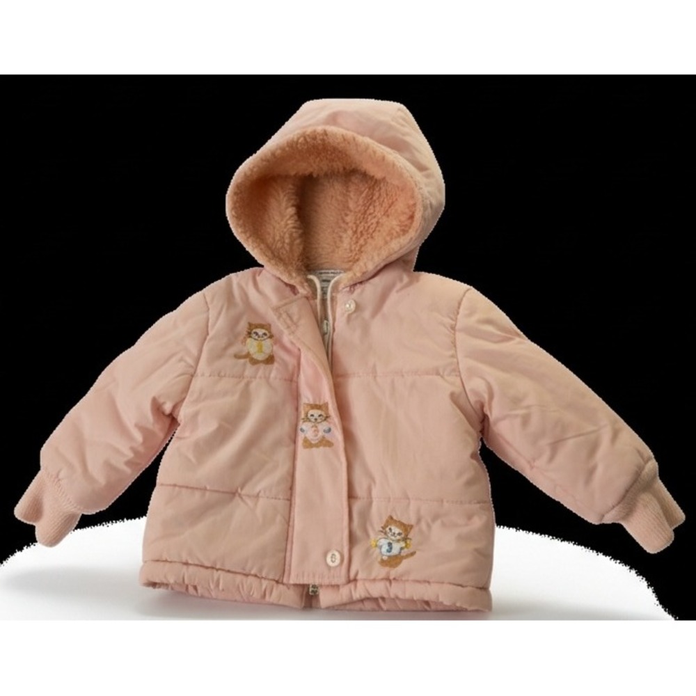 Vintage Quiltex Pink‎ Kitty Cat Hooded Jacket Coat Baby Infant 12 Months